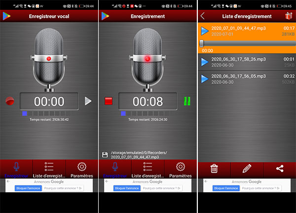 Enregistrer un message vocal sur Android