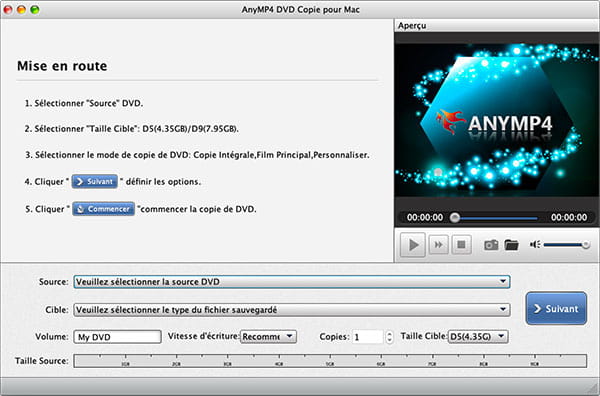 Interface de DVD Copie pour Mac