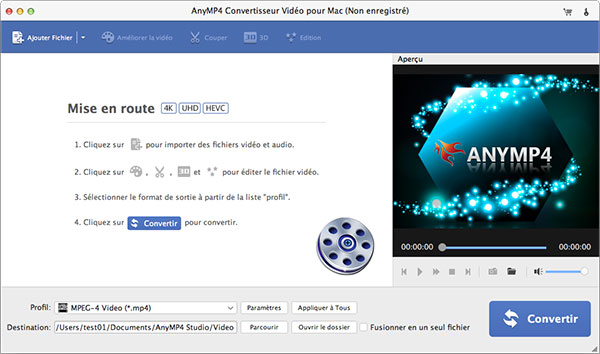 Interface de Convertisseur Vidéo pour Mac