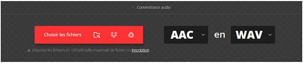 Convertir AAC en WAV en ligne gratuitement avec Convertio