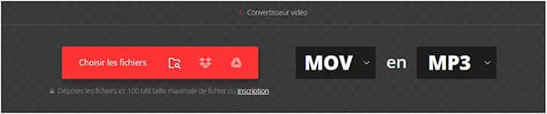 Convertir MOV en MP3 avec Convertio