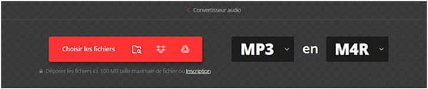 Convertir MP3 en M4R en ligne avec Convertio
