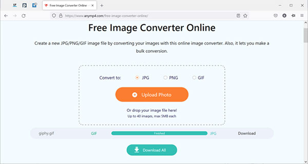 Convertir les images avec AnyMP4 Free Image Converter Online