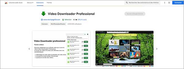 Ajouter Video Downloader professional à la Google Chrome