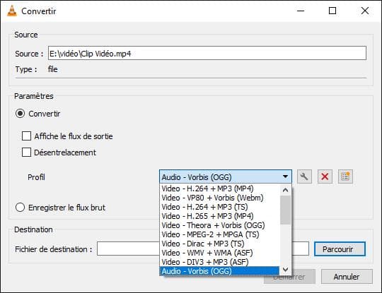 Convertir MP4 en OGG avec VLC