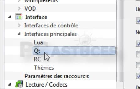 VLC - Déplier l'option Interface