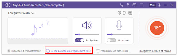 Définir la durée d'enregistrement