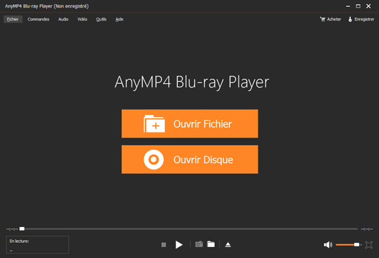 L'interface de Blu-ray Player