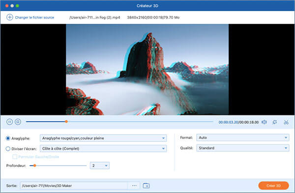 L'effect Anaglyph de la vidéo 3D