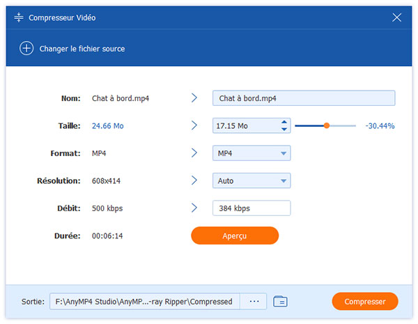 Compresser le fichier vidéo