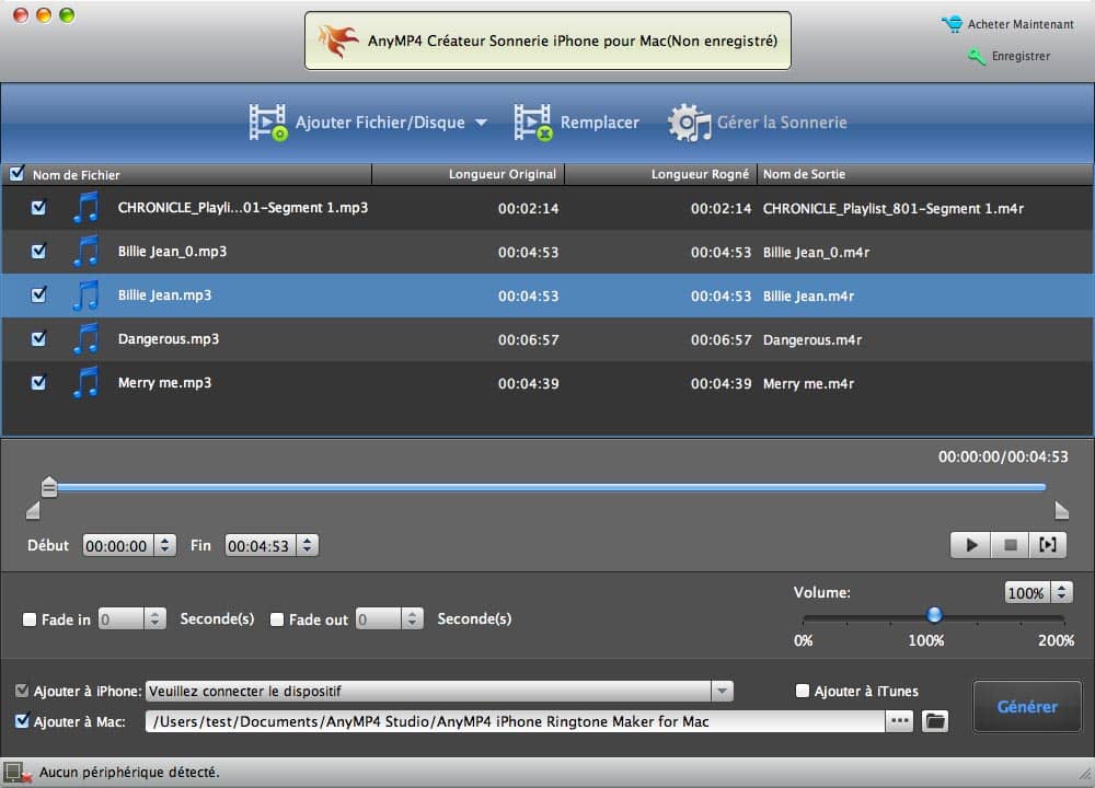 AnyMP4 Créateur Sonnerie iPhone pour Mac