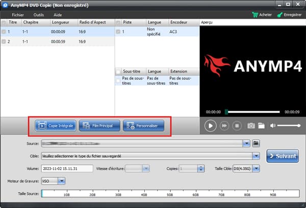 Sélectionner le mode de copier