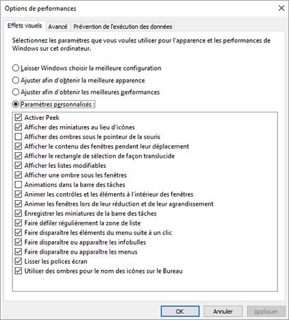 Enregistrer les paramètres