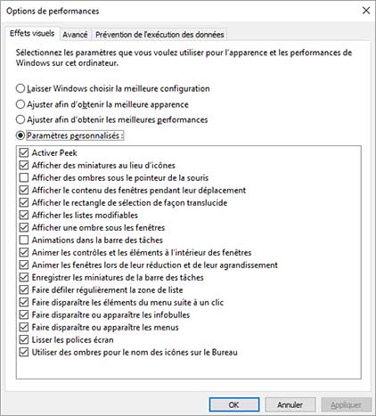 Enregistrer les paramètres