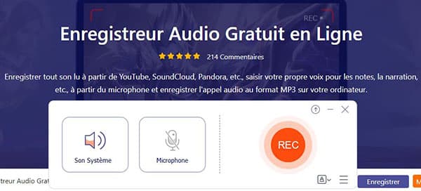 Interface d'Enregistreur Audio Gratuit en Ligne