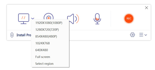 Sélectionner la zone d'enregistrement et l'audio de source