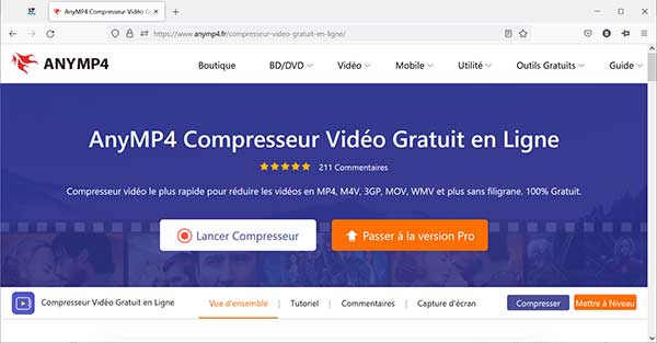 AnyMP4 Compresseur Vidéo Gratuit en Ligne