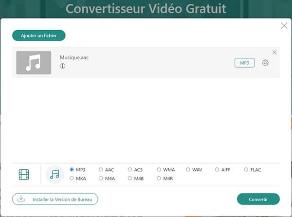 Convertir AAC en MP3 en ligne gratuitement