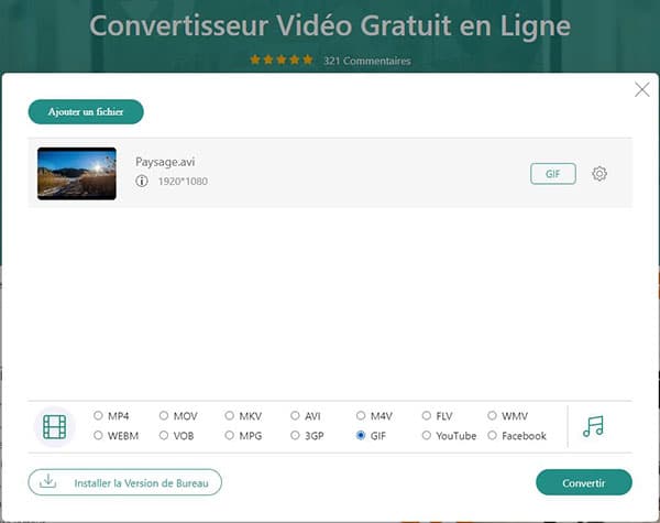 Convertir AVI en GIF en ligne