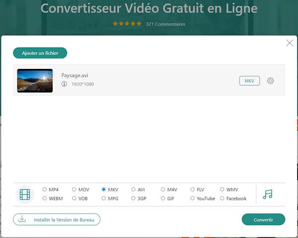 Convertir AVI en MOV en ligne