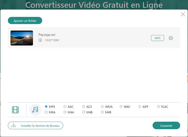 Convertir AVI en MP3 en ligne gratuitement