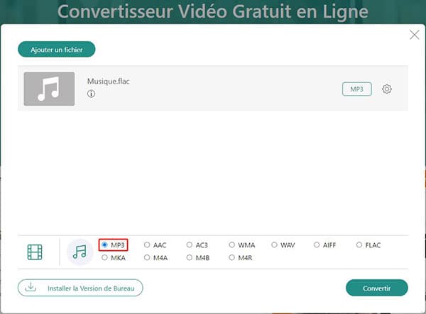 Convertir FLAC en MP3 en ligne gratuitement