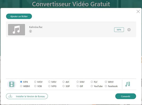 Convertir FLAC en MP4 en ligne