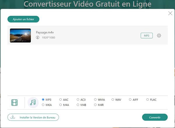 Convertir M4V en MP3 en ligne gratuitement