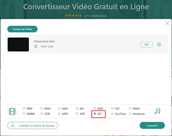 Convertir MKV en GIF en ligne gratuitement