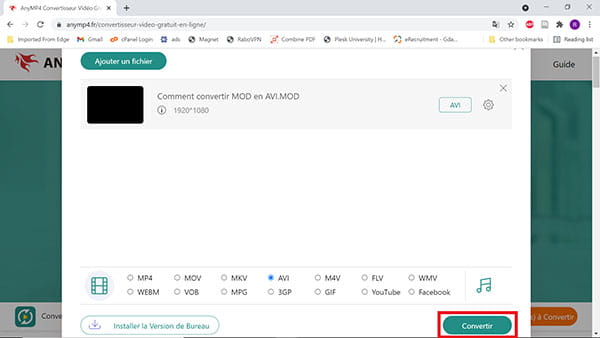  Convertir MOD en AVI en ligne