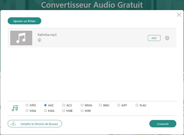 Convertir MP3 en AAC en ligne gratuitement