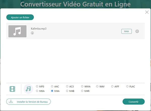 Convertir MP3 en M4A en ligne gratuitement