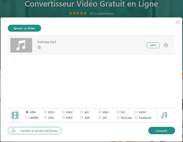 Convertir MP3 en MP4 en ligne gratuitement