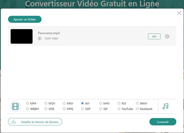 Convertir MP4 en AVI sur Mac en ligne