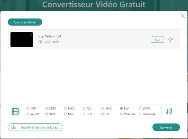 Convertir MP4 en FLV en ligne