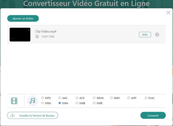 Convertir MP4 en M4A en ligne