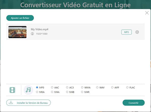 Convertir MP4 en MP3 sur Mac en ligne