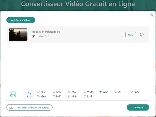 Convertir MP4 en WAV en ligne