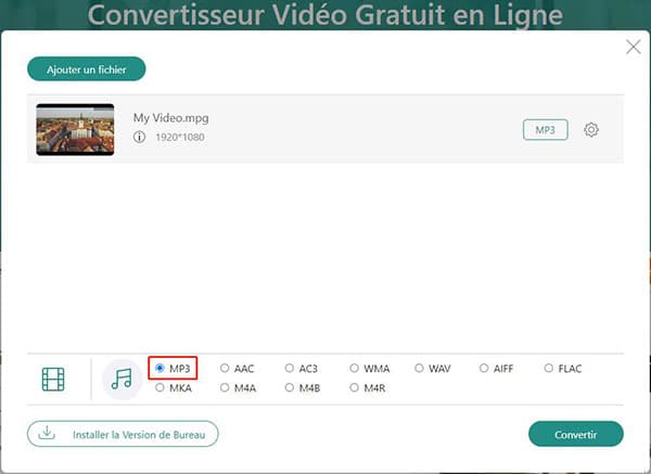 Convertir MPG en MP3 en ligne gratuitement