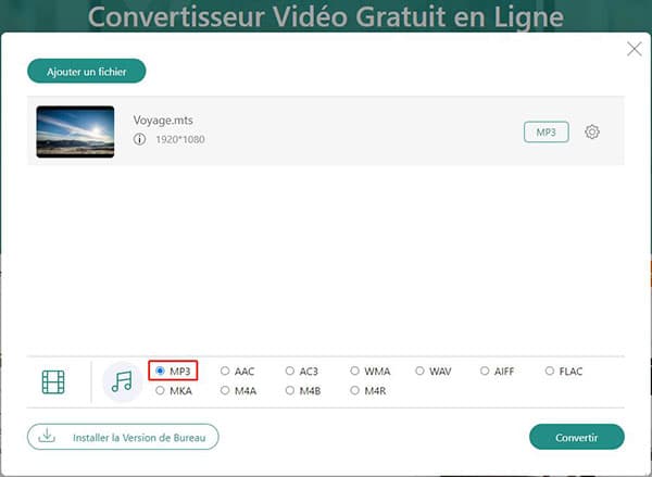 Convertir MTS en MP3 en ligne gratuitement