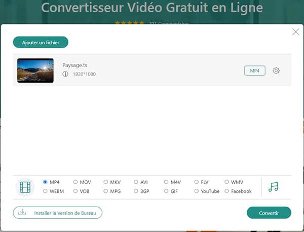 Convertir TS en AVI en ligne