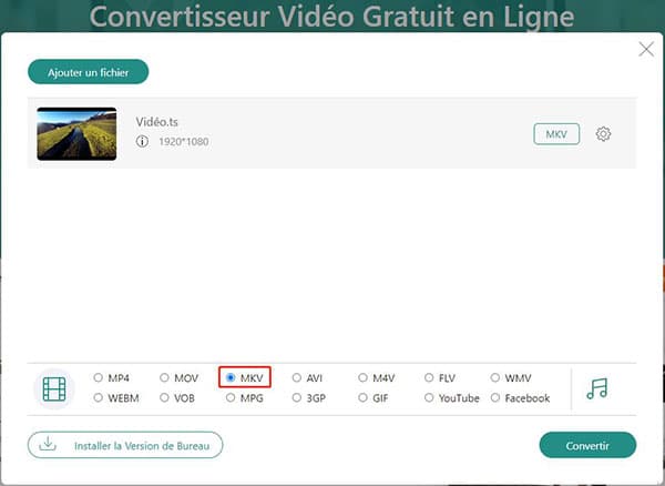 Convertir TS en MKV en ligne gratuitement