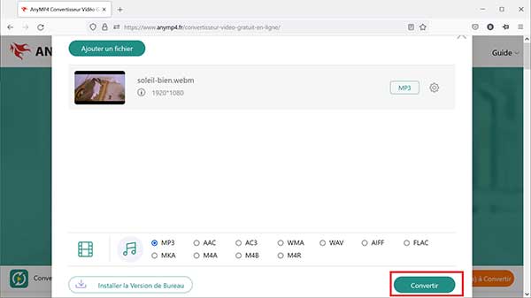 Convertir WebM en MP3 en ligne