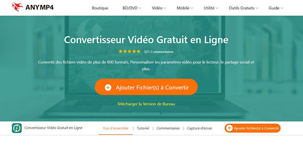 AnyMP4 Convertisseur Vidéo Gratuit en Ligne