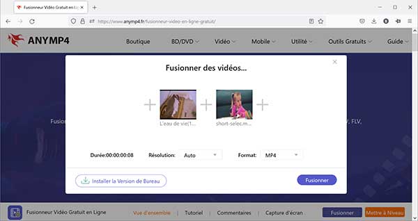 AnyMP4 Fusionneur Vidéo Gratuit en Ligne