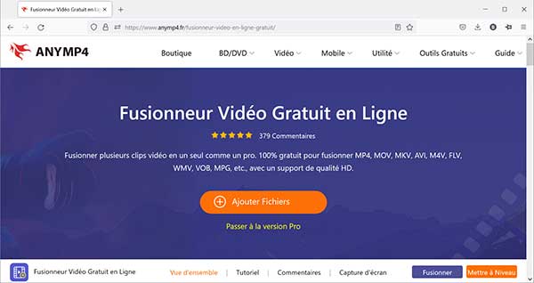 AnyMP4 Fusionneur Vidéo Gratuit en Ligne