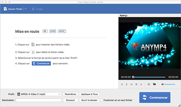 Interface de Free Video Cutter Joiner