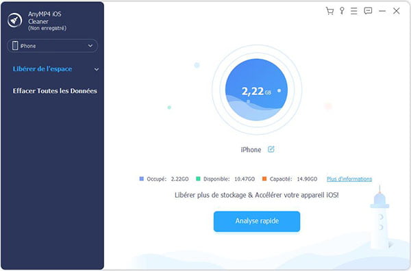 Analyse rapide sur iOS Cleaner