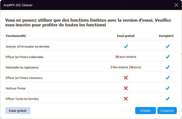 Tableau de comparaison