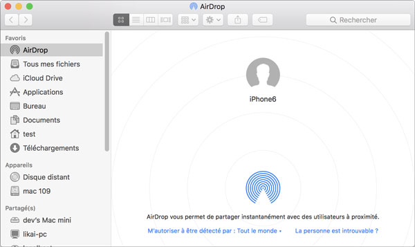 Transférer les contacts iPhone vers Mac avec AirDrop